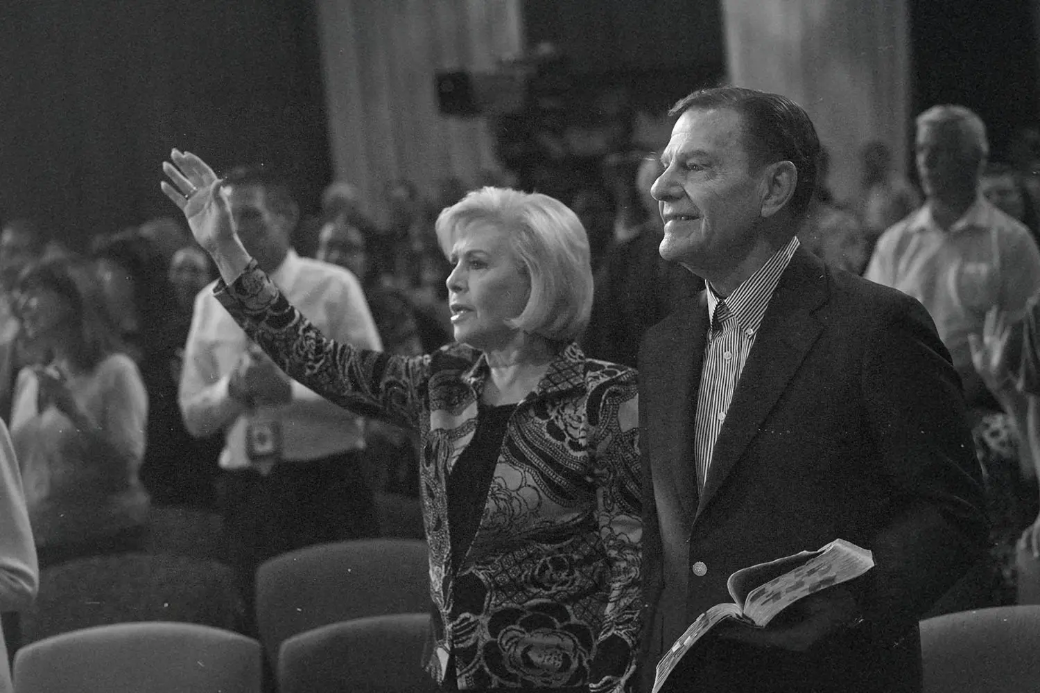 black and white photo of Kenneth and Gloria Copeland