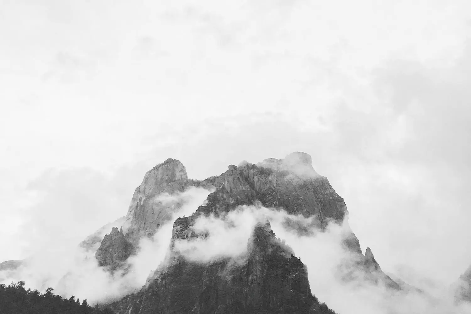 Fog covering mountain tops