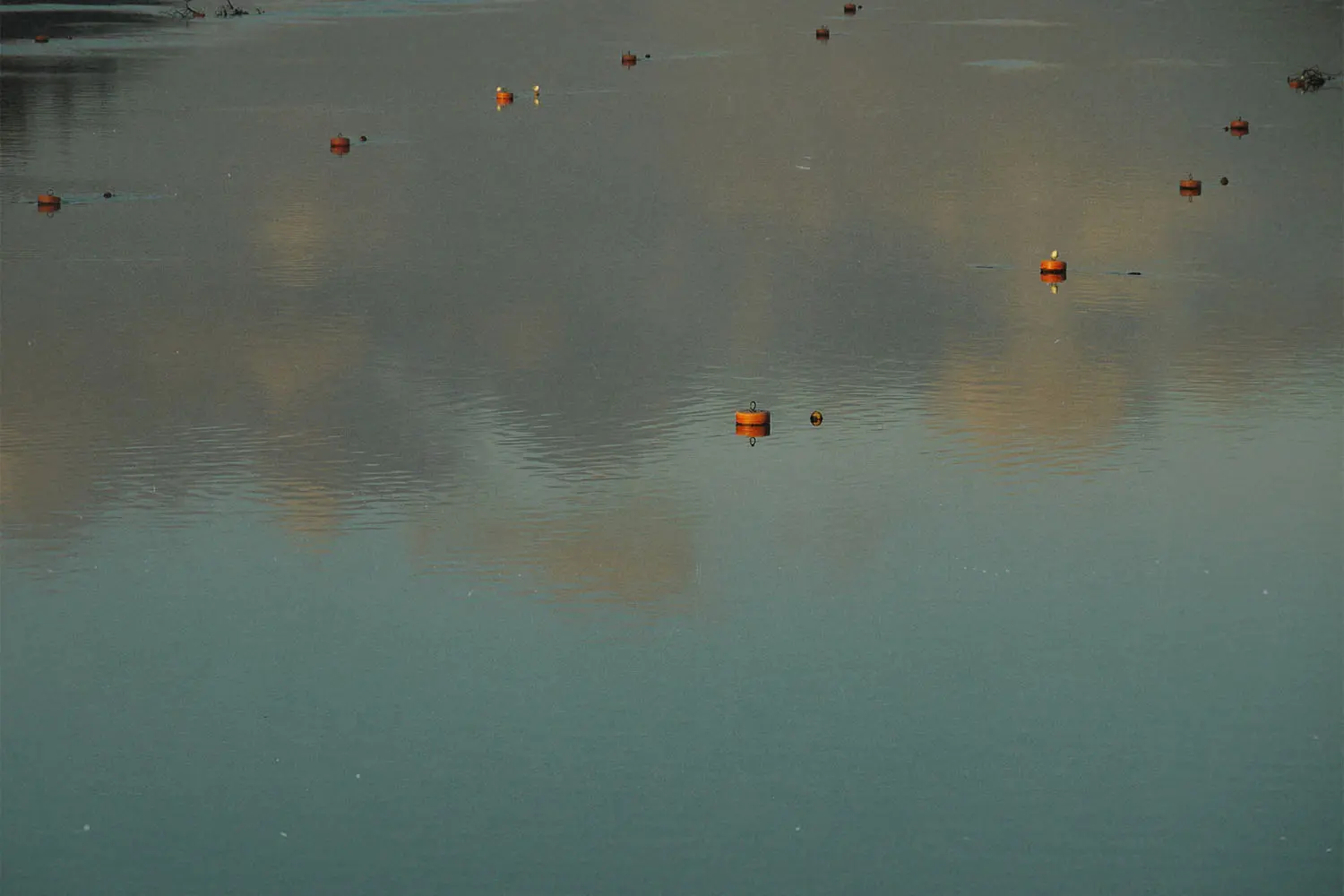 Lake with buoys