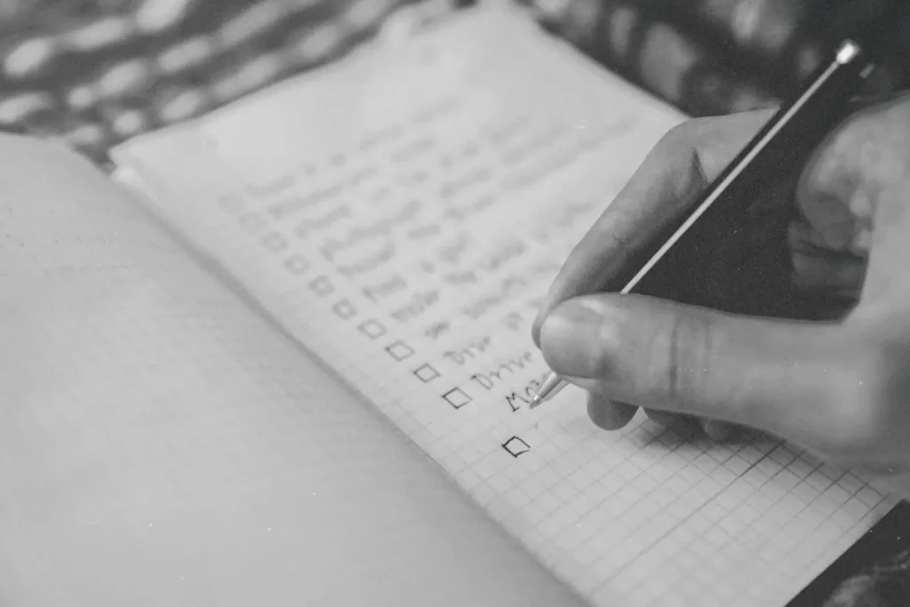 Hand writing checklist