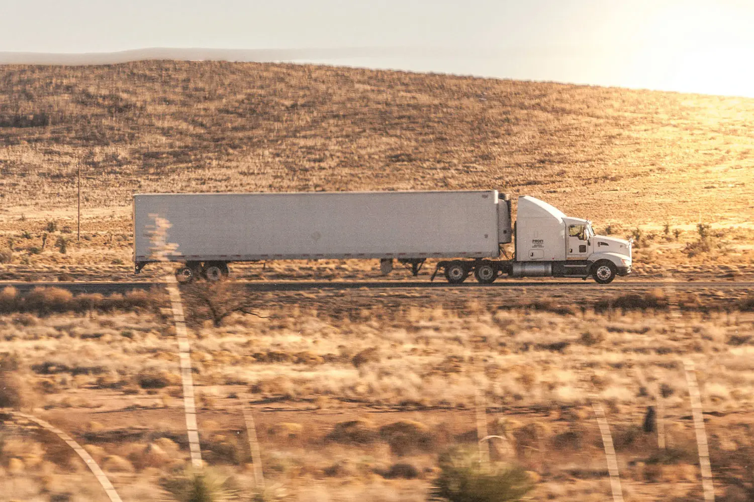 semi truck in the desert