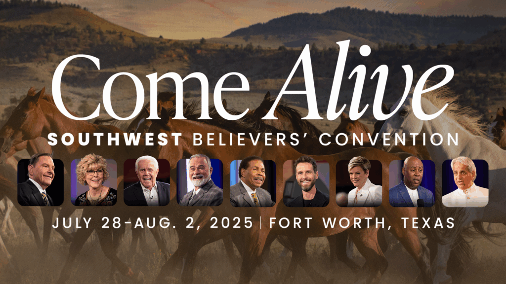Come Alive at the Southwest Believers' Convention with all 12 speakers in horizontal alignment