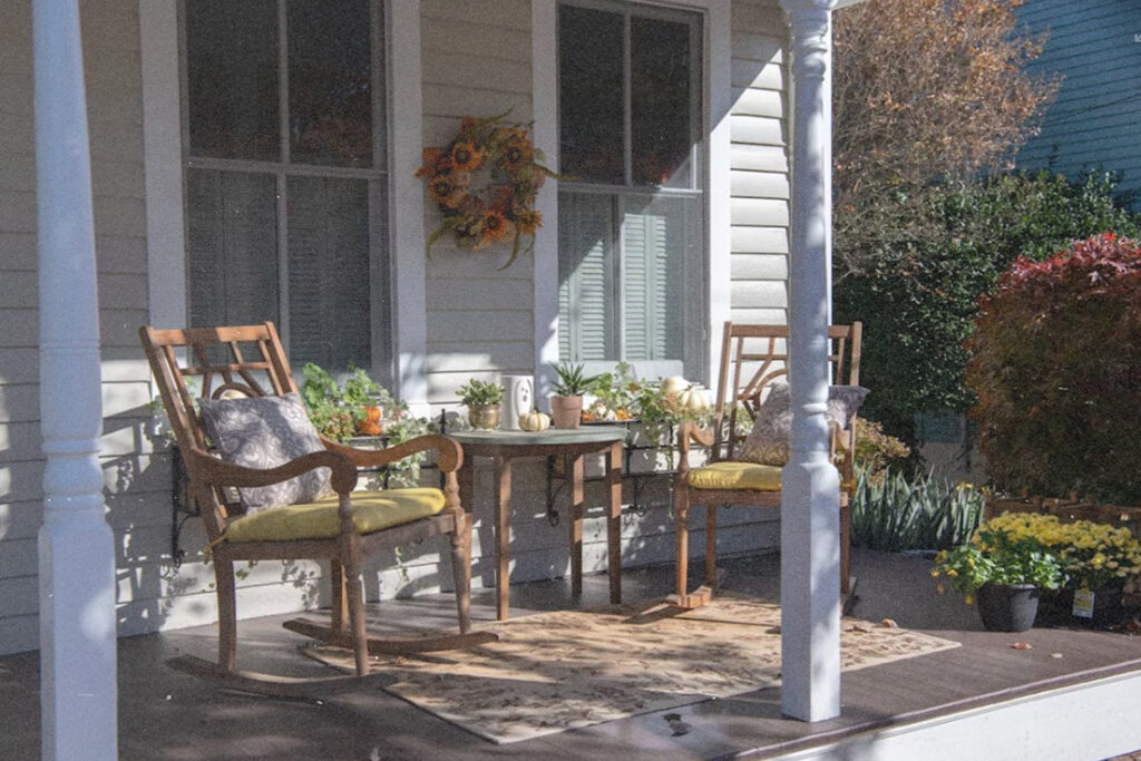 Two chairs on a porch
