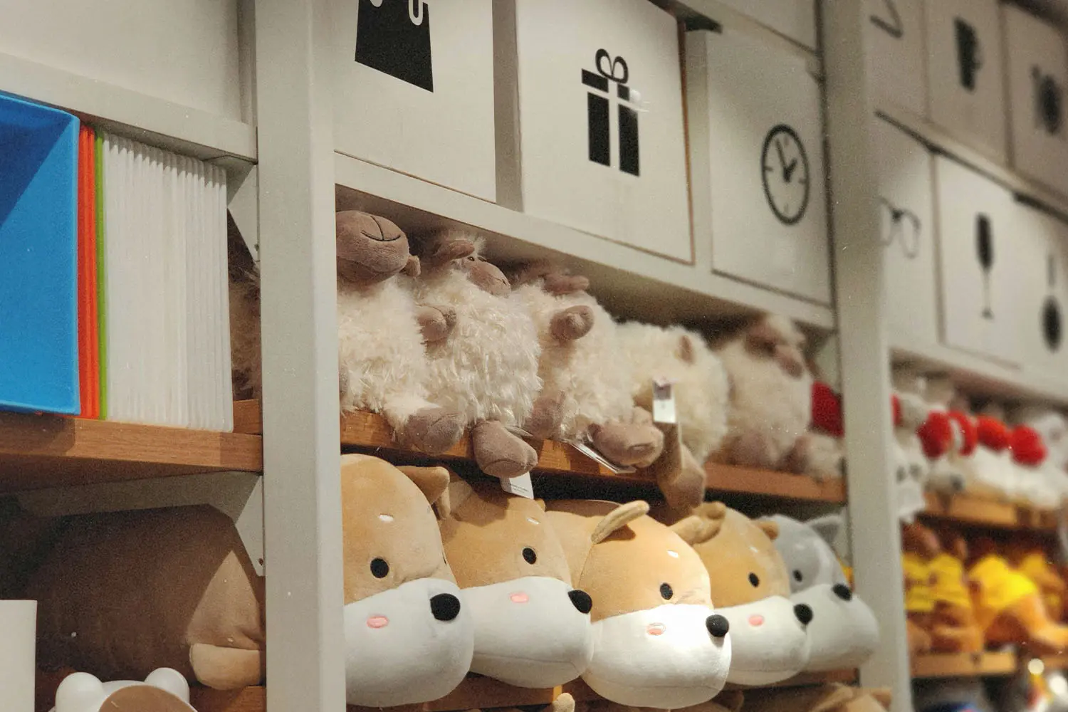 store shelf with stuffed animals
