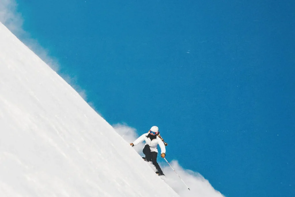 skier on a steep slope