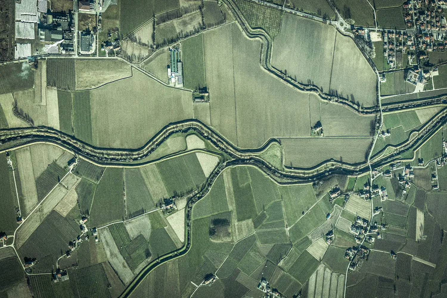Aerial view of open land