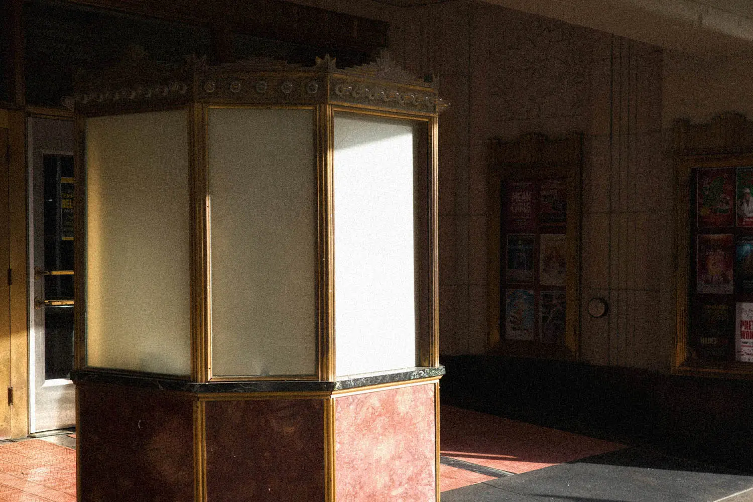old fashioned movie theater ticket counter