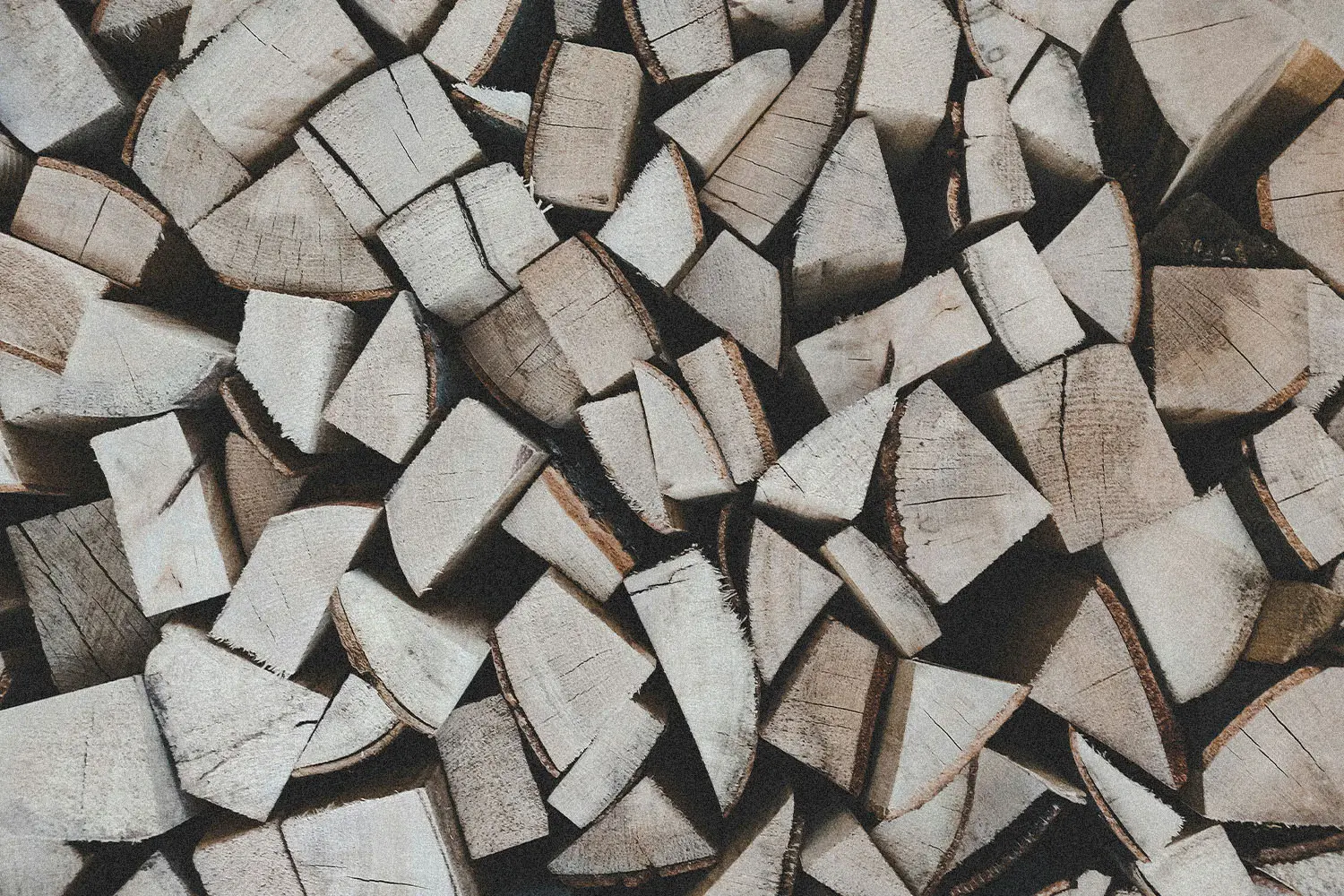 Top view of bundles of chopped firewood