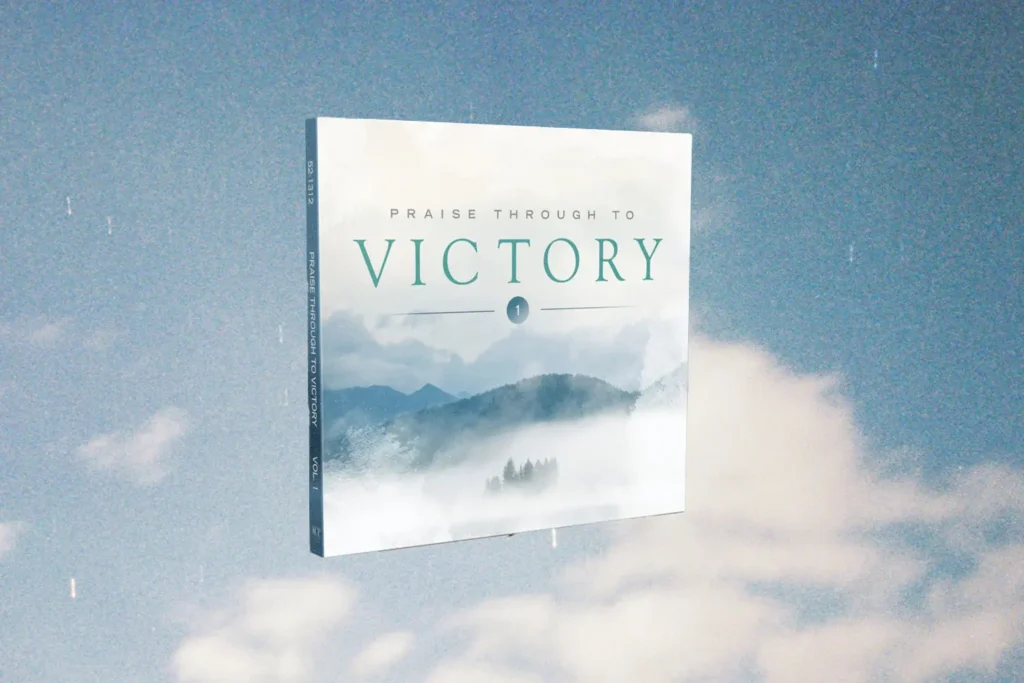 Praise Through to Victory CD case with clouded skies in the background