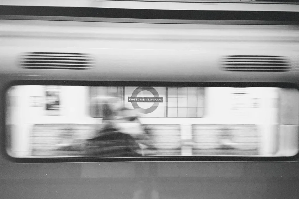 Blurred image of the UK Underground tube passing