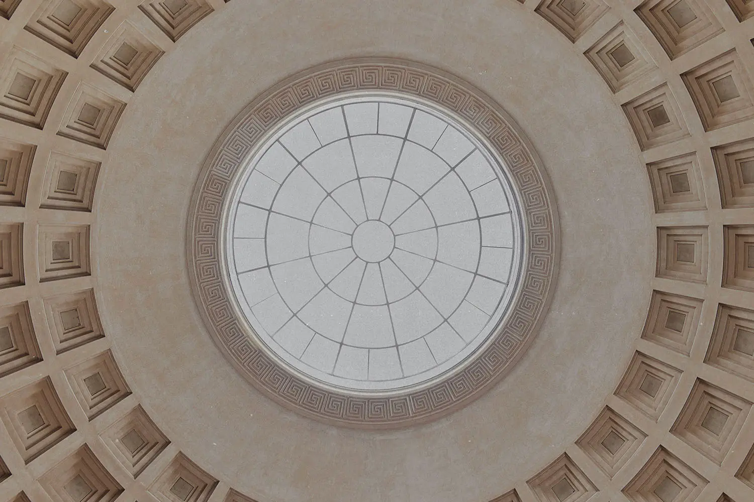Inside of a patterned dome building