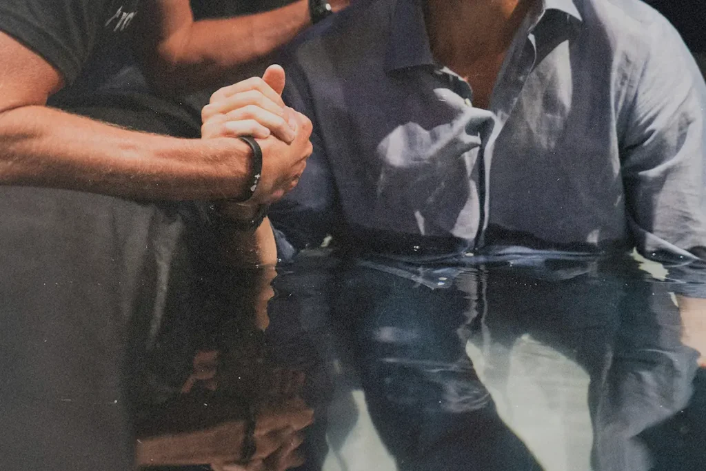 A person being baptized